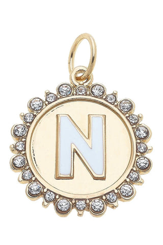 Canvas Style Charmed Rhinestone Letter Disc Charm