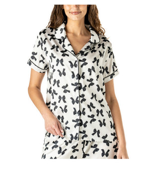 Hello Mello So Lovely Satin Pajama Top Bow So Lovely