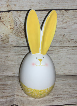 Yellow Floral Ceramic Bunny Figurine