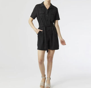 Coco & Carmen Bellamy Button Front Utility Romper Black
