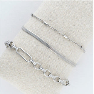 Howard's Narelle Waterproof Snake Chain Bracelet Set Silver