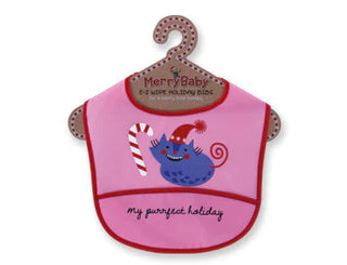 Merry Baby E-Z Wipe Holiday Bibs My Purrfect Holiday