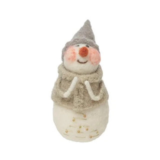 Wool Felt Round Snowman w/Embroidery Beads