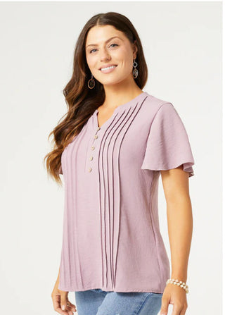 Coco & Carmen Savanna Button Down Top Dusty Plum S/M