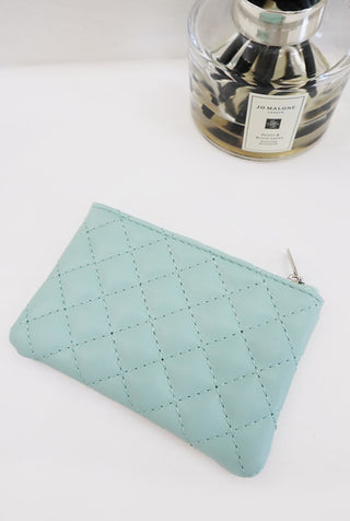 Love and Repeat Rhombus Pattern Zipper Coin Purse Green