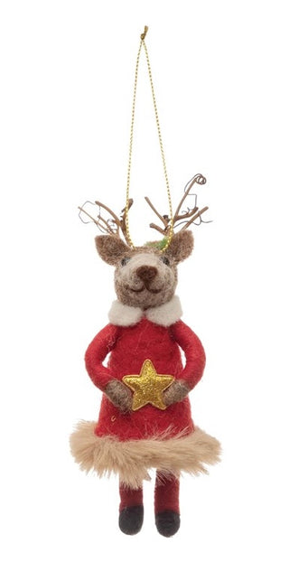 Wool Felt Reindeer Ornament