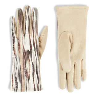 Coco & Carmen Metallic Wavey Stripes Touchscreen Gloves Cream