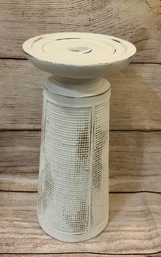 White Wood Candlestick