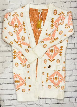 Simply Southern Cozy Cardigan Cream Aztec