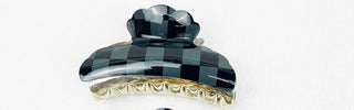 Love and Repeat Checkered Hair Clip Black and Grey