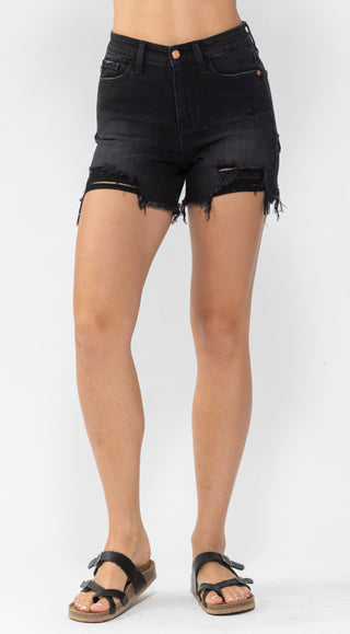 Judy Blue Black Fray Hem Shorts 15272