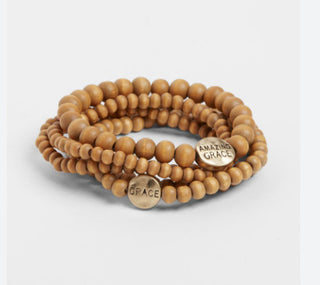 Coco & Carmen Asher Bead Faith Bracelet Stack Cognac