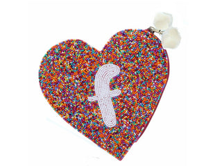 Jane Marie Multi Rainbow Bead Zipper Coin Purse "J"