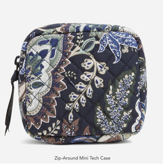 Vera Bradley Zip-Around Mini Tech Case in Recycled Cotton in Java Navy Camo