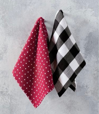 Mudpie Red Stitching Buffalo Towel Set