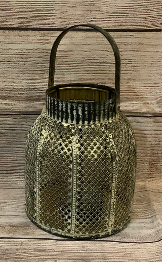Metal Lantern w/Diamond Design