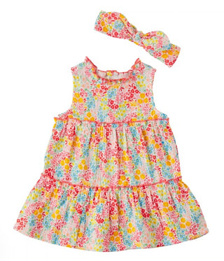 Mudpie Rainbow Floral Toddler Dress Set