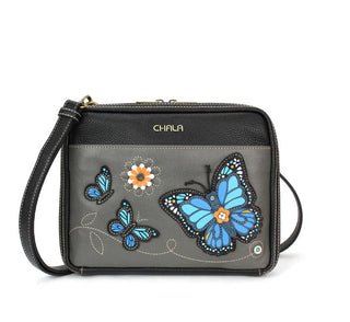 Chala 851 Companion Organizer Crossbody Butterfly Gray