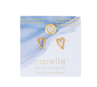 Howard's Narelle Waterproof Heart Outline Stud Earrings Gold