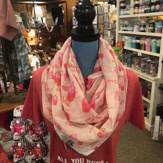 Pink Love Heart Infinity Scarf
