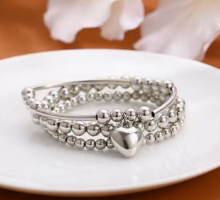 Josslyn Multi Ball Chain Silver Stretchable Bracelet Silver