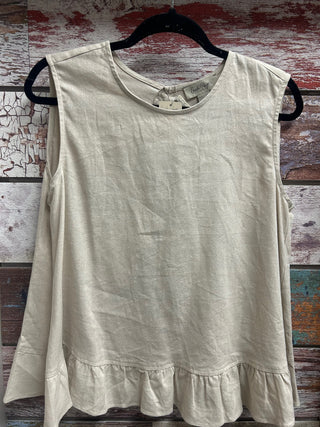 Charlie Paige Linen Sleeveless Top with Open Back