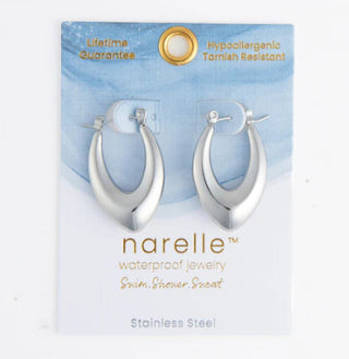 Howard's Narelle Waterproof Oval Pointed Earrings Silver