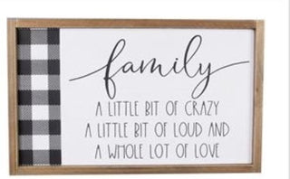Tabletop Family Sign w/Plaid Design