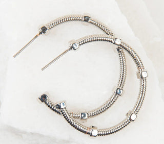 Howard’s Medium Textured C Hoop Earrings Silver