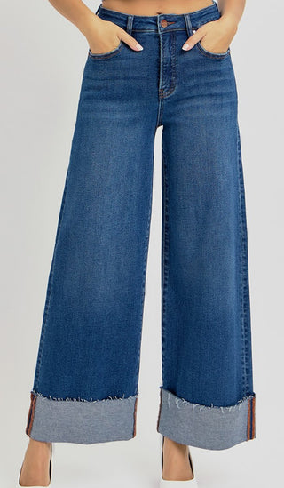 Risen 21001 TC High Rise Crop Wide Cuffed Jeans