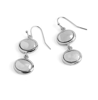 Whispers Double Dome Dangle Earrings Silver WN004626