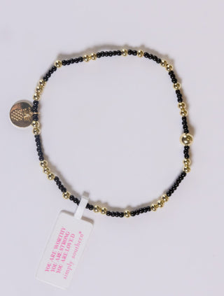 Simply Southern Bracelet Stacks F - Thin Black and Gold Beads