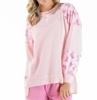Simply Southern Oversized Long Sleeve Corded Top Princess Pink