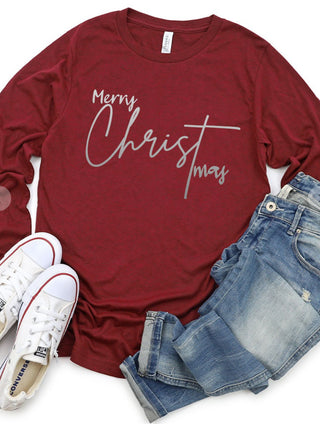 Merry CHRISTmas Silver Long Sleeve Tee