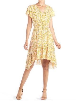 Coco + Carmen Amaryllis Short Ruffle Dress - Yellow Floral 2119015