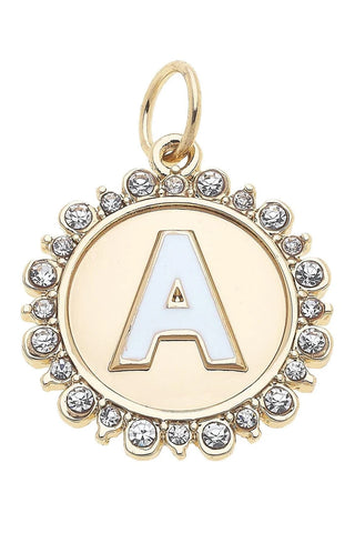 Canvas Style Charmed Rhinestone Letter Disc Charm