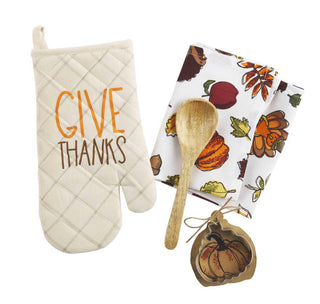 Mudpie Give Thanks Oven Mitt & Towel Set