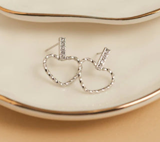 Howard's Narelle Waterproof Heart Outline Bar Stud Earrings Silver