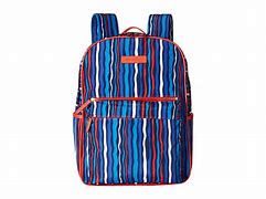 Vera Bradley Preppy Poly Large Backpack Cobalt Stripe