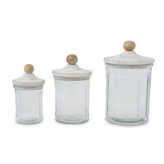 Mudpie Glass Canister Set with White Top