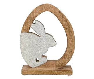 Egg & Bunny Silhouette Wood Tabletop Decor