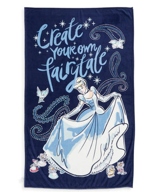 Vera Bradley Disney Plush Throw Blanket Cinderella Paisley Twilight Blue