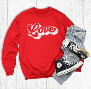 Rebel Rose Retro Love Crewneck Red