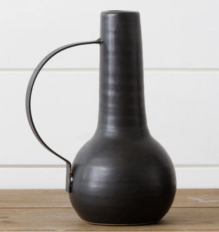 Black Matte Vase w/Handle
