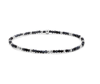My Fun Colors Crystal Beaded Bracelet Hematite Silver