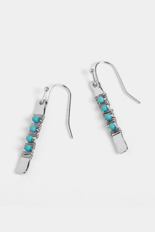 Whispers Bead Bar Wire Wrap Earrings Silver/Turquoise WN004784