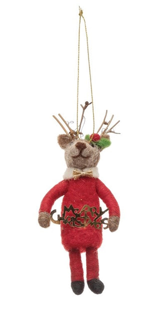 Wool Felt Reindeer Ornament