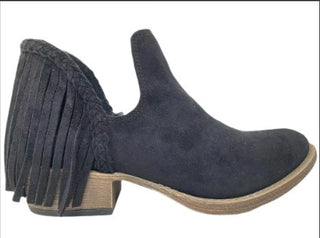 Very G Trio Fringe Booties Black