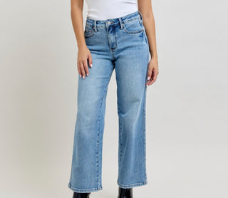 Judy Blue MR Petite Tummy Control Vintage Wash Straight 88943