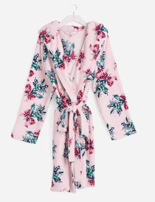 Vera Bradley Plush Fleece Hooded Robe Happiness Returns Pink